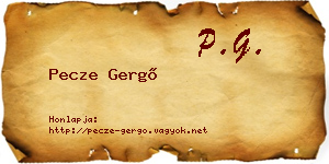 Pecze Gergő névjegykártya